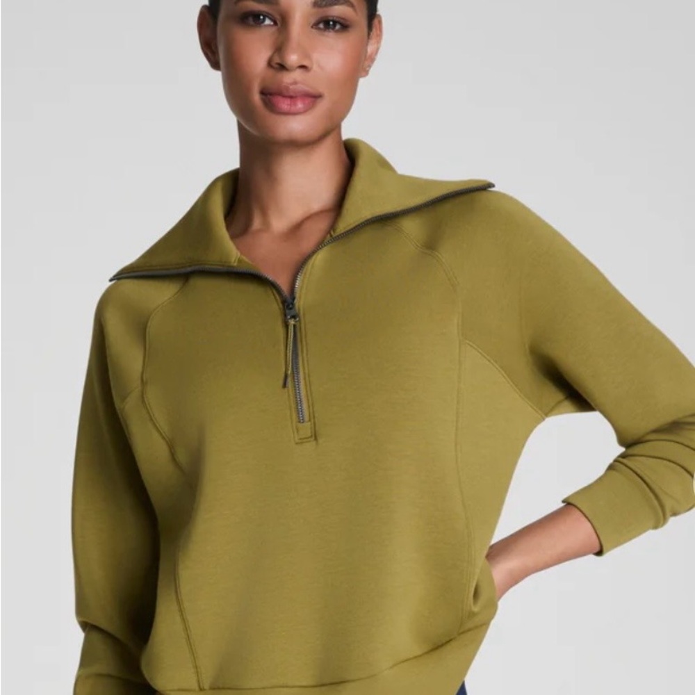 SPANX Olive Green Half-Zip Sweatshirt